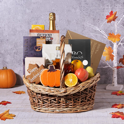 Bountiful Thanksgiving Basket, champagne gift, champagne, sparkling wine gift, sparkling wine, gourmet gift, gourmet, thanksgiving gift, thanksgiving, fruit gift, fruit