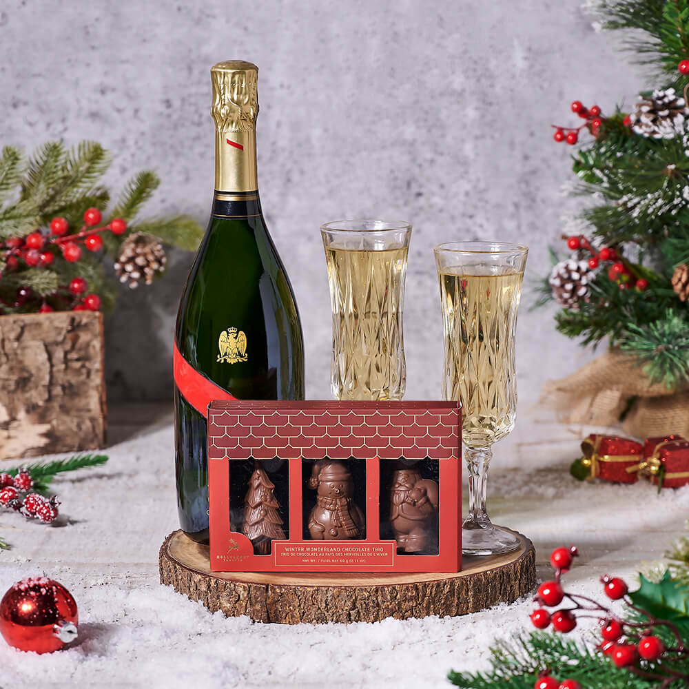 Christmas Champagne & Chocolate Gift Tray, chocolate gift, chocolate, christmas gift, christmas, sparkling wine gift, sparkling wine, champagne gift, champagne