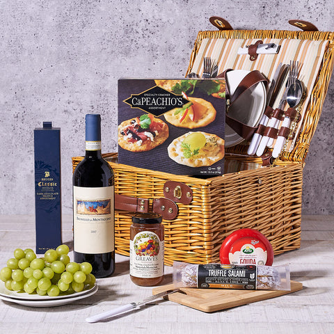 Picnic Time Gift Basket, wine gift, wine, gourmet gift, gourmet, chocolate gift, chocolate, picnic gift, picnic