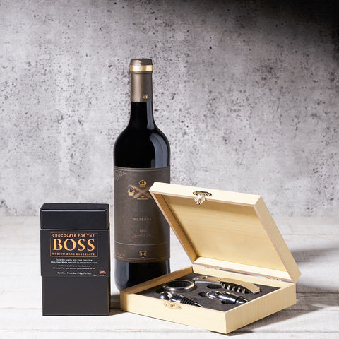 Wine & Medium Dark Chocolate Gift Set, Wine Gift Baskets, Gourmet Gift Baskets, Canada Delivery