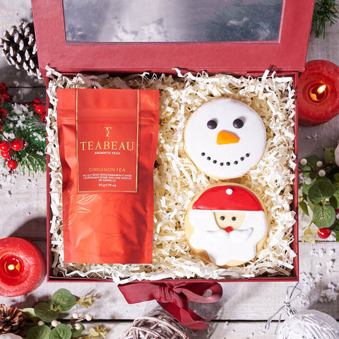 Christmas Tea & Sweets Gift Basket, tea gift, tea, holiday gift, holiday, christmas gift, christmas, cookie gift, cookie