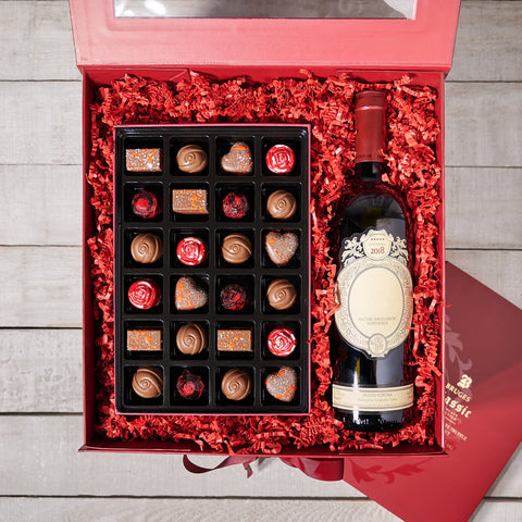 “L is for Love” Wine & Chocolate Gift Set, Valentine's Day gifts, chocolate gifts, wine gifts
