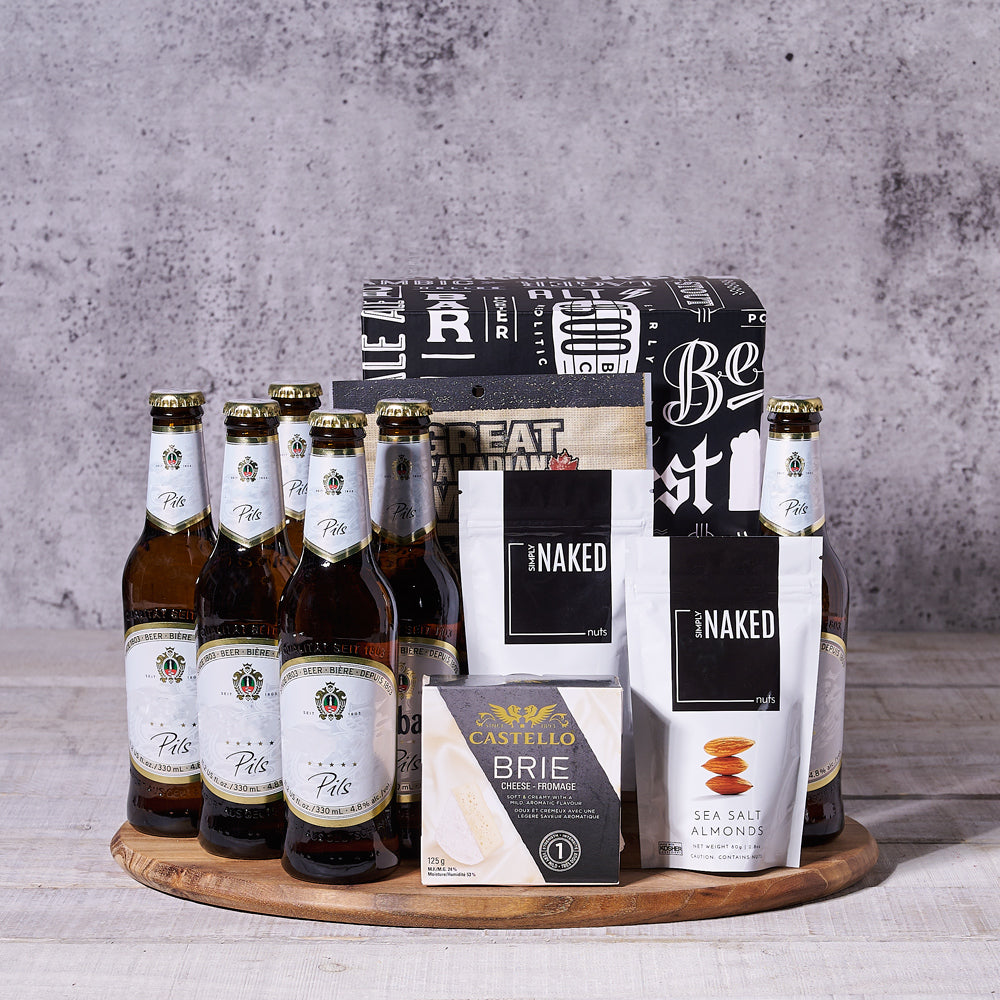 The Unwinding Beer & Snack Board, Beer gift baskets, beer, nuts, cheese, beef jerky, beer gift box, beer gift set, father's day gift baskets