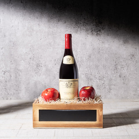 McIntosh Wine Basket, wine gift baskets, gourmet gifts, gifts, fruit, wine