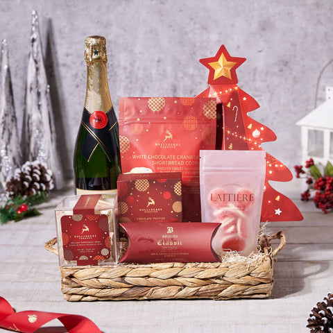 Santa’s Sweet Champagne Celebration, christmas gift, christmas, holiday gift, holiday, champagne gift, champange, sparkling wine gift, sparkling wine, chocolate gift, chocolate