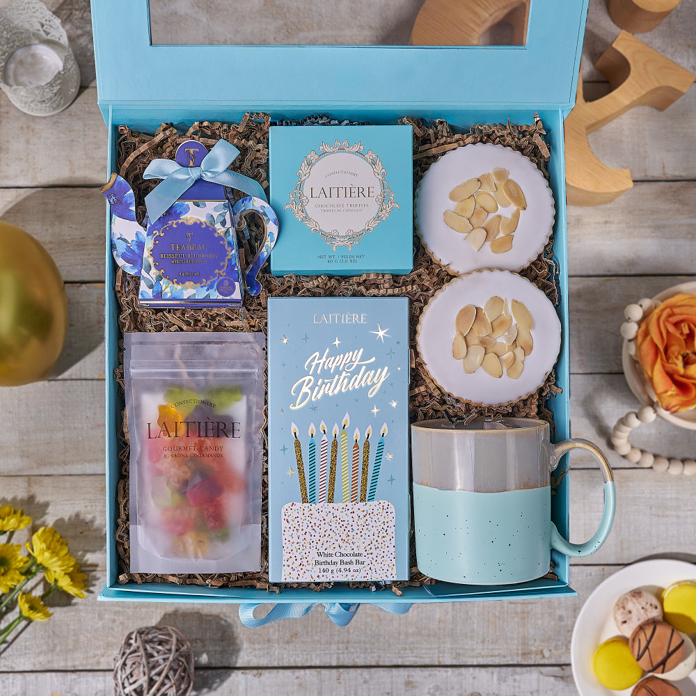 Thoughtful Birthday Wishes Gift Box, tea gift, tea, cookie gift, cookie, birthday gift, birthday