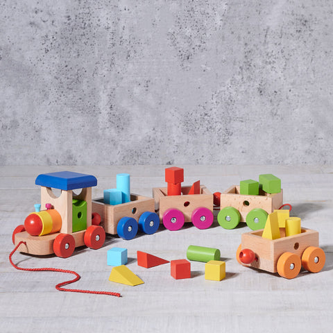 Birbaby Pull Along Train Set, wooden toy gift, wooden toy, baby gift, baby, baby toy gift, baby toy