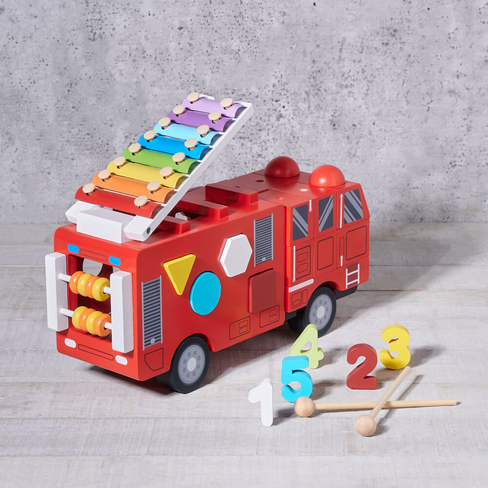 Birbaby Red Fire Truck Toy, baby toy, baby toy gift, wooden toy, baby gift