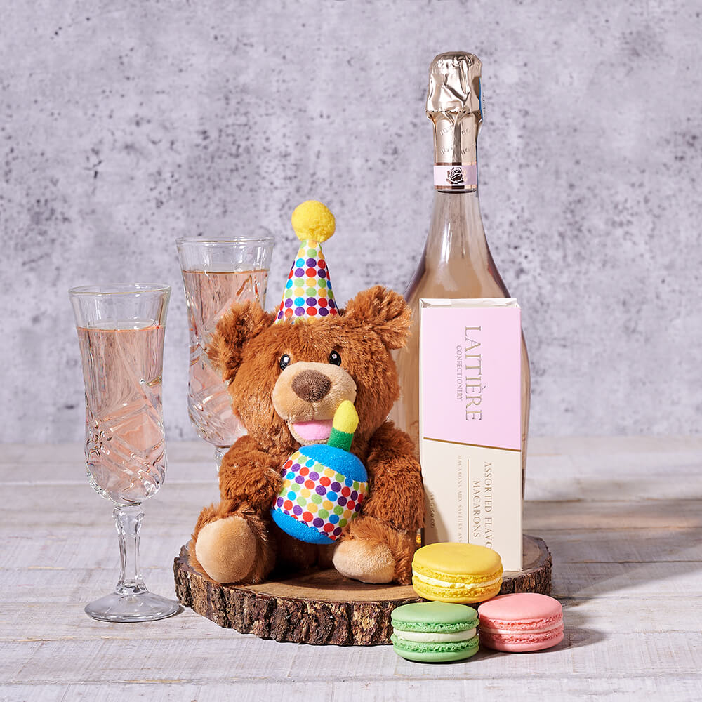 Birthday Bear & Bubbles Set, champagne gift, champagne, sparkling wine gift, sparkling wine, gourmet gift, gourmet, birthday gift, birthday
