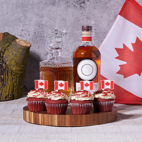 Canada Day Liquor & Cupcake Gift, canada day gift, canada day, liquor gift, liquor, cake gift, cake