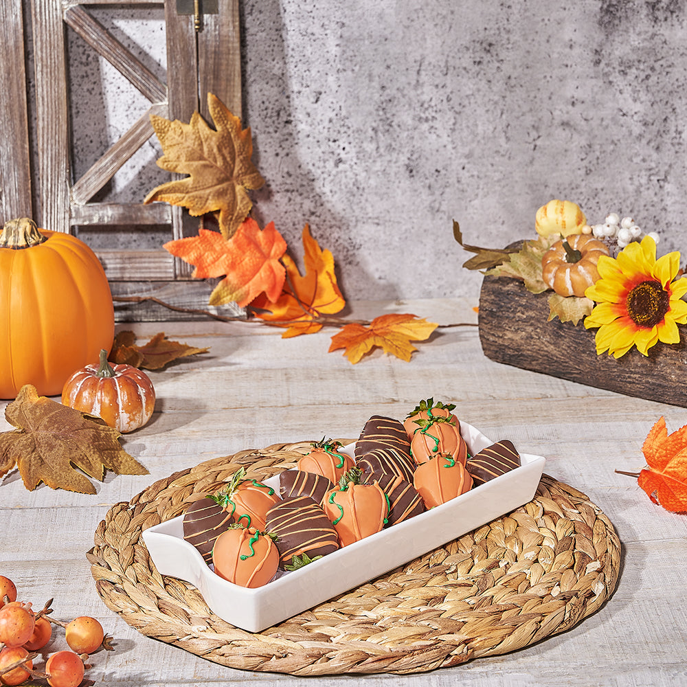Fall-Dipped Chocolate Strawberries Gift Platter, chocolate strawberries, chocolate dipped strawberries, Canada delivery
