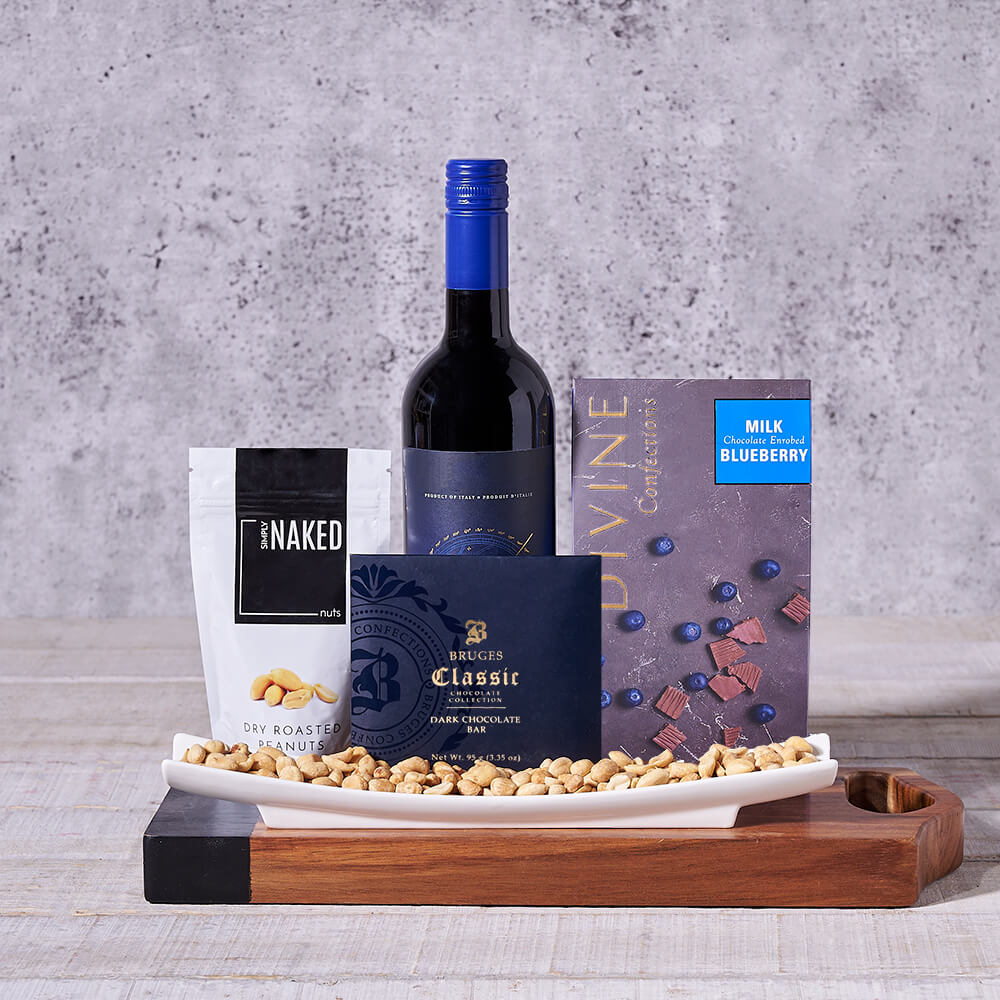 Chocolate, Nuts & Wine Gift Set, wine gift, wine, gourmet gift, gourmet, nuts gift, nuts