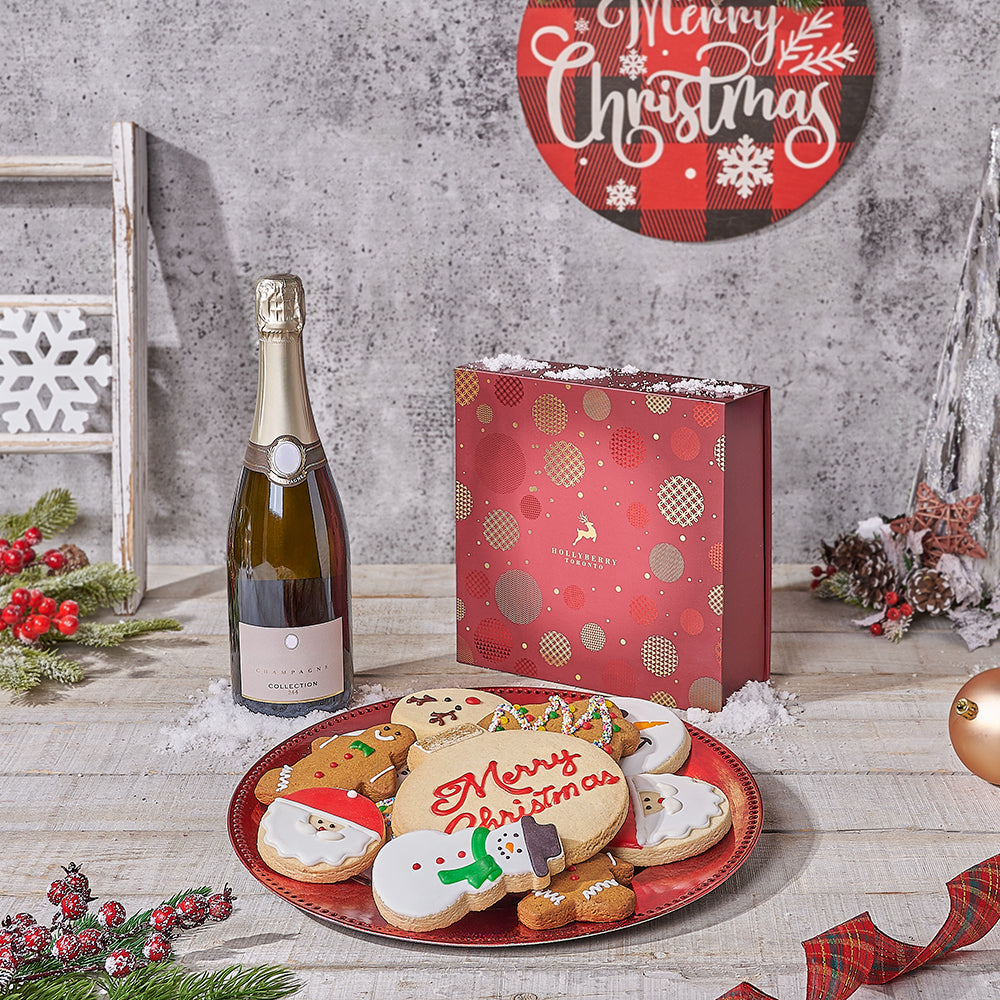 Santa's Champagne & Cookies Gift, Christmas gift, Christmas, champagne gift, champagne, sparkling wine gift, sparkling wine, cookie gift, cookie, Canada delivery