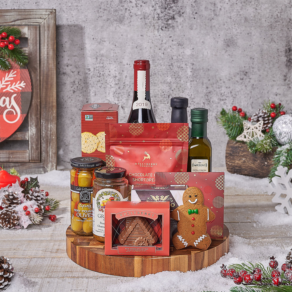 Christmas Muskoka Wine &amp; Cheese Board, wine gift, wine, chocolate gift, chocolate, christmas gift, christmas, Canada delivery