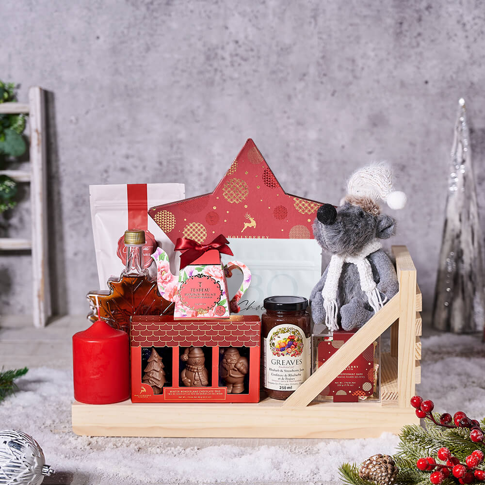 Christmas Sled Gift Basket, christmas gift, christmas, holiday gift, holiday, gourmet gift, gourmet