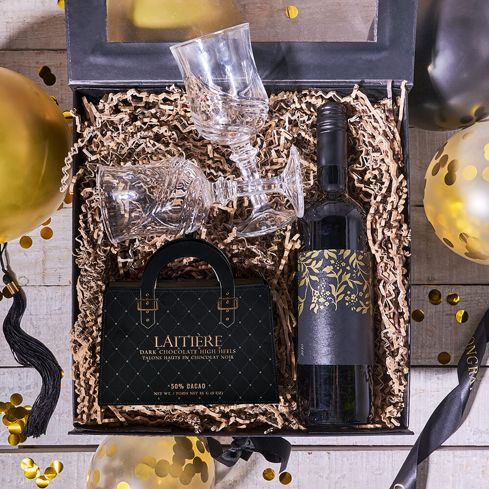 “Congrats! You Did It” Wine Gift Set, wine gift, wine, graduation gift, graduation, chocolate gift, chocolate, congratulations gift, congratulations