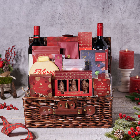 Decadent Christmas Treats & Wine Set, wine gift, wine, gourmet gift, gourmet, christmas gift, christmas, holiday gift, holiday