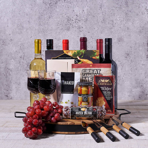 Deluxe Wine & Cheese Board, wine gift, wine, gourmet gift, gourmet, charcuterie gift, charcuterie