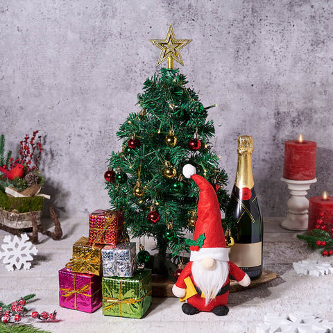 Festive Christmas Tree & Champagne Gift, christmas gift, christmas, holiday gift, holiday, champagne gift, champagne