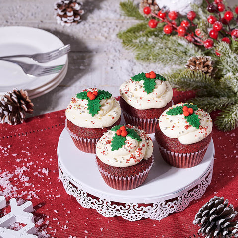 Festive Holiday Cupcakes, christmas gift, christmas, holiday gift, holiday, gourmet gift, gourmet, cupcake gift, cupcake