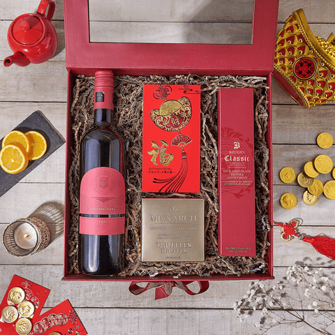 Festive Wishes Gift Basket, wine gift, wine, chinese new year gift, chinese new year, lunar new year gift, lunar new year, Canada delivery