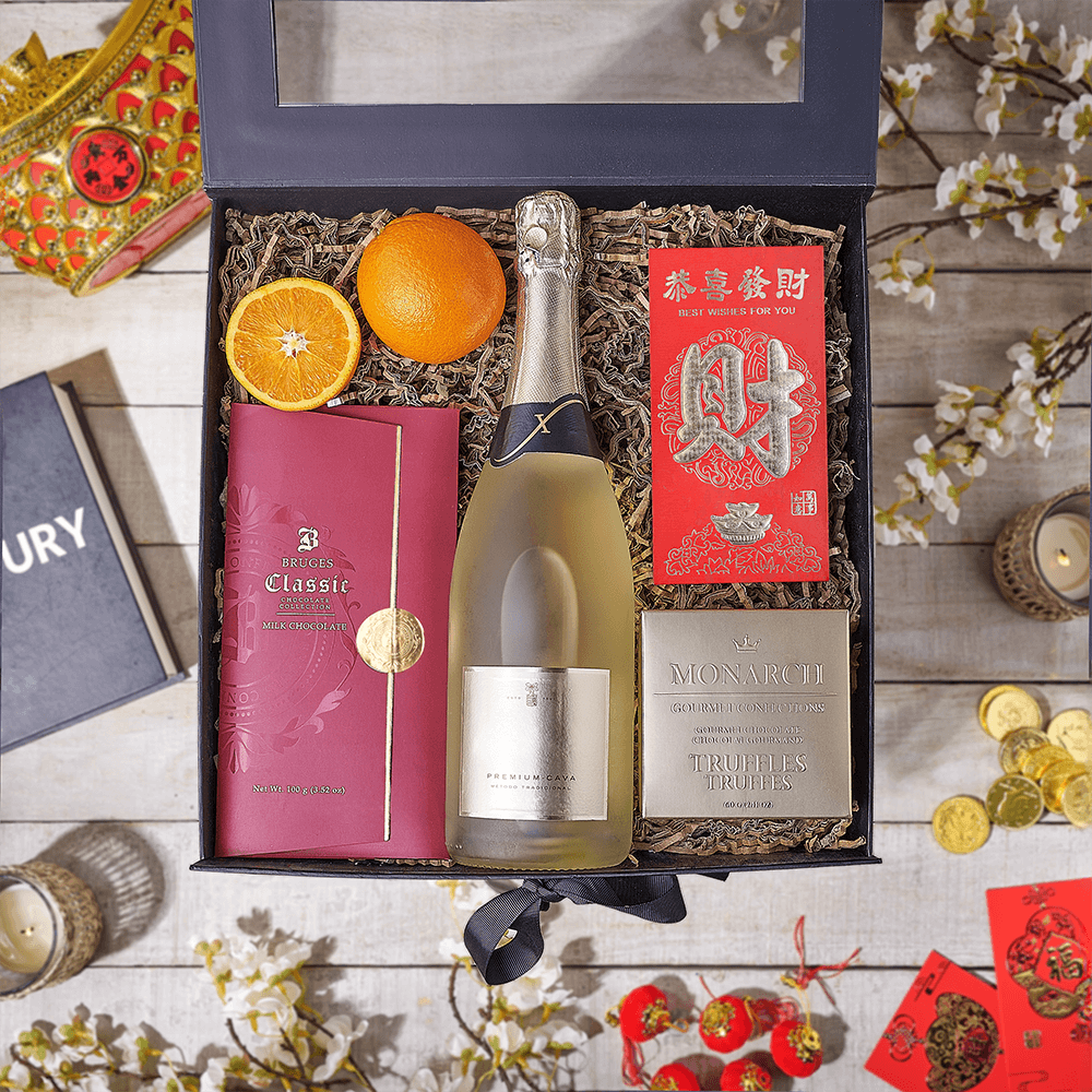 Good Fortune Champagne Gift Box, champagne gift, champagne, sparkling wine gift, sparkling wine, chinese new year gift, chinese new year, lunar new year gift, lunar new year, Canada delivery