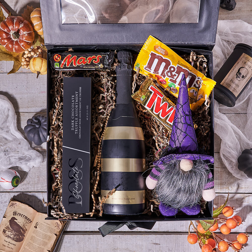 The Spooky Sweets & Champagne Box, champagne gift, champagne, sparkling wine gift, sparkling wine, gourmet gift, gourmet, halloween gift, halloween, candy gift, candy