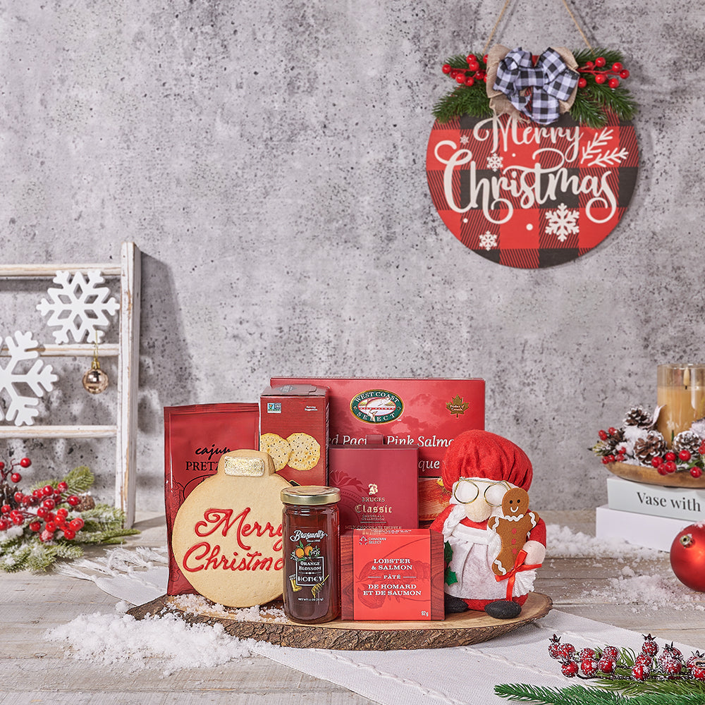 Festive Treats, Plush & Salmon Gift Board, christmas gift, christmas, chocolate gift, chocolate, seafood gift, seafood, salmon gift, salmon