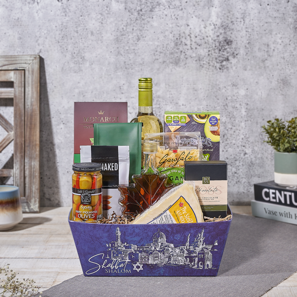 Kosher Wine &amp; Pantry Spread Gift Basket, kosher gift, kosher, wine gift, wine, pasta gift, pasta, chocolate gift, chocolate, Canada delivery