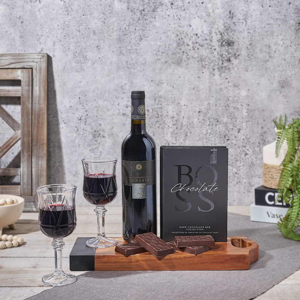 Kosher Wine Perfect Pairings Gift Board, wine gift, wine, kosher gift, kosher, chocolate gift, chocolate, Canada delivery