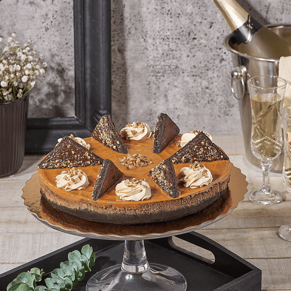 Large Caramel Pecan Fudge Cheesecake, cake gift, cake, dessert gift, dessert, cheesecake gift, cheesecake