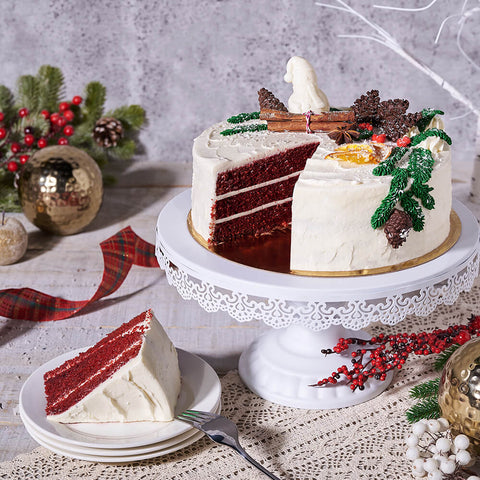 Large Red Velvet Christmas Cake, cake gift, cake, gourmet gift, gourmet, christmas gift, christmas