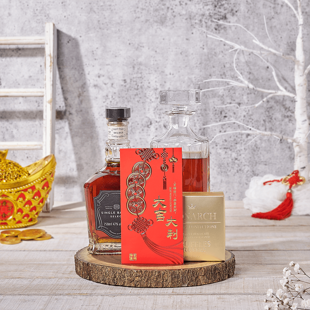 Lunar New Year Spirits & Chocolate Gift, liquor gift, liquor, chinese new year gift, chinese new year, lunar new year gift, lunar new year, Canada delivery
