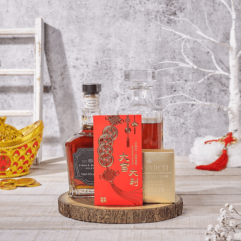 Lunar New Year Spirits & Chocolate Gift, liquor gift, liquor, chinese new year gift, chinese new year, lunar new year gift, lunar new year, Canada delivery