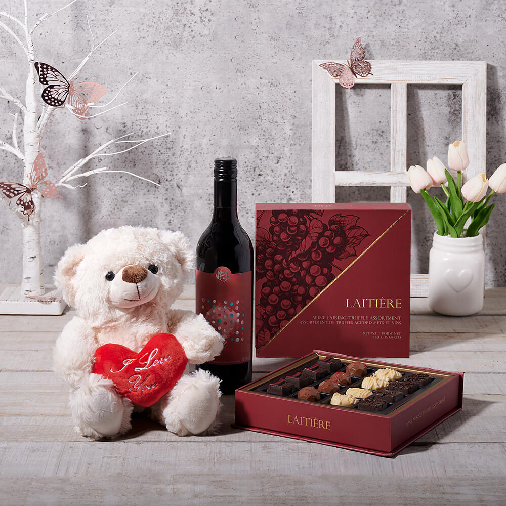 Mother’s Day Loving Wine & Bear Gift, wine gift, wine, gourmet gift, gourmet, chocolate gift, chocolate, mothers day gift, mothers day