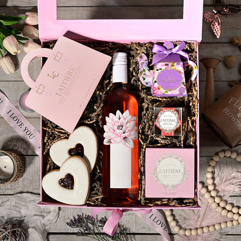 Mother’s Day Wine & Treat Box, wine gift, wine, gourmet gift, gourmet, tea gift, tea, mothers day gift, mothers day