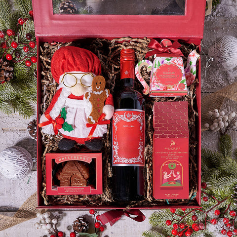 Mrs. Claus Christmas Wine & Tea Gift, tea gift, tea, wine gift, wine, gourmet gift, gourmet, christmas gift, christmas, holiday gift, holiday