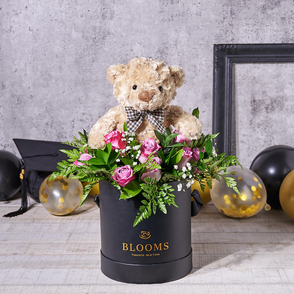 New Grad Floral Celebration Set, graduate gift basket, graduate gift, graduate, flower gift, flowers, graduation gift, graduation