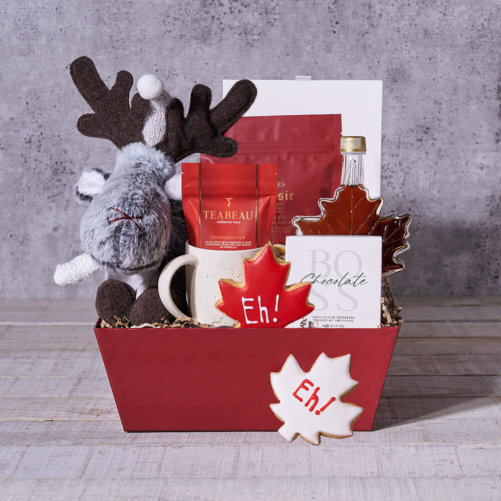 Canadian Moose &amp; Maple Gift Tray, canada day gift, canada day, gourmet gift, gourmet, tea gift, tea
