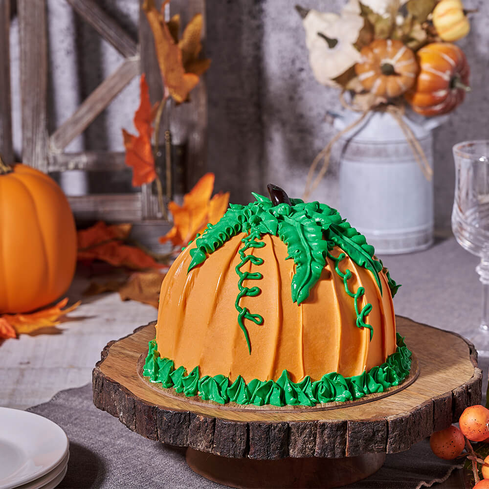 Golden Harvest Pumpkin Cake, cake gift, cake, gourmet gift, gourmet, thanksgiving gift, thanksgiving, fall gift, fall, halloween gift, halloween