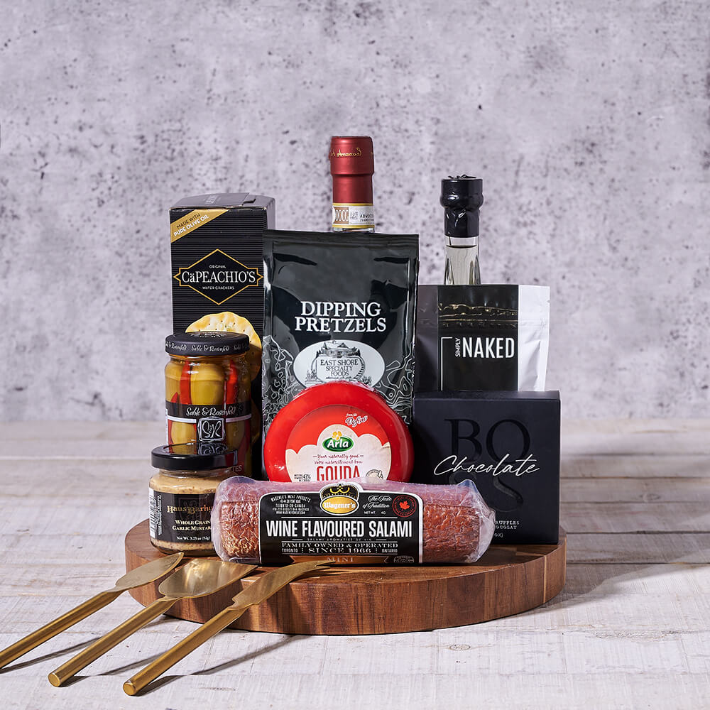 The Rustic Countryside Wine &amp; Cheese Basket, wine gift, wine, gourmet gift, gourmet, charcuterie gift, charcuterie