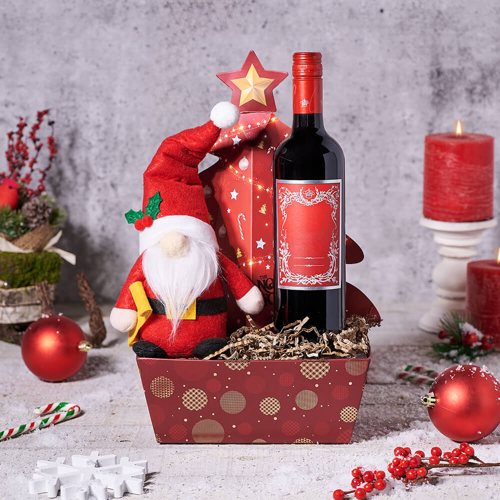 Santa's Favorite Winter Wine Gift, wine gift, wine, chocolate gift, chocolate, christmas gift, christmas, holiday gift, holiday