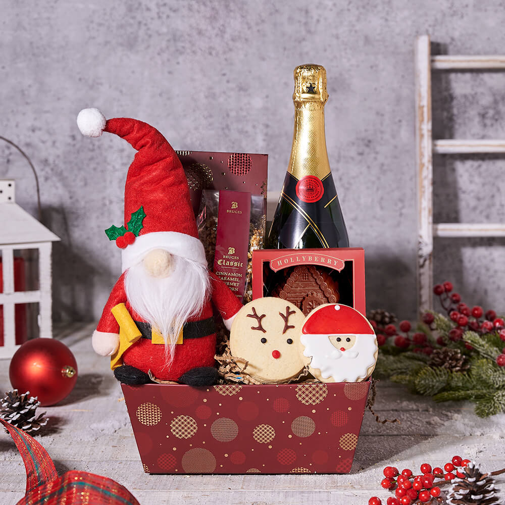 Santa’s Cozy Night Champagne Gift Tray, Christmas gift, Christmas, holiday gift, holiday, gourmet gift, gourmet, champagne gift, champagne, sparkling wine gift, sparkling wine