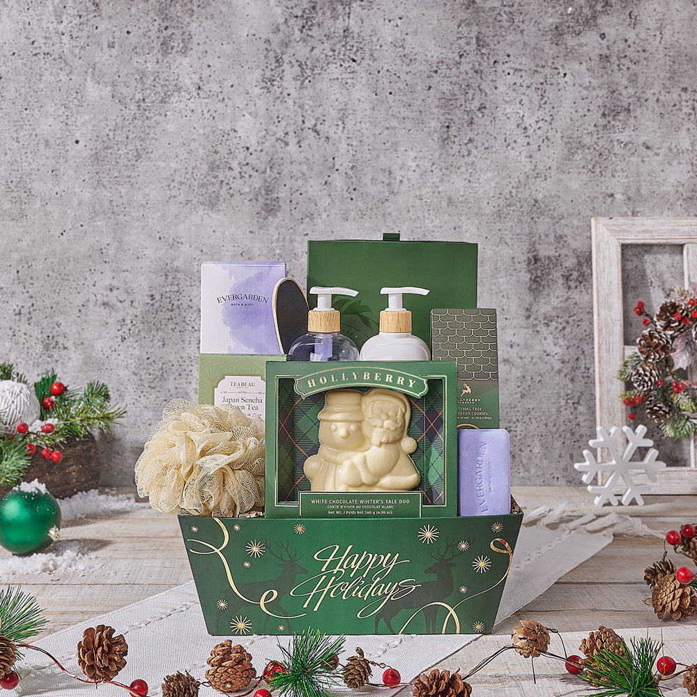 Seasonal Spa Indulgence Gift Tray, christmas gift, christmas, chocolate gift, chocolate, spa gift, spa, bath gift, bath