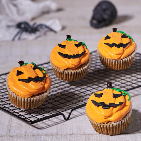 Spooky Jack-O-Lantern Cupcakes, cupcake gift, cupcake, halloween gift, halloween, cake gift, cake, gourmet gift, gourmet