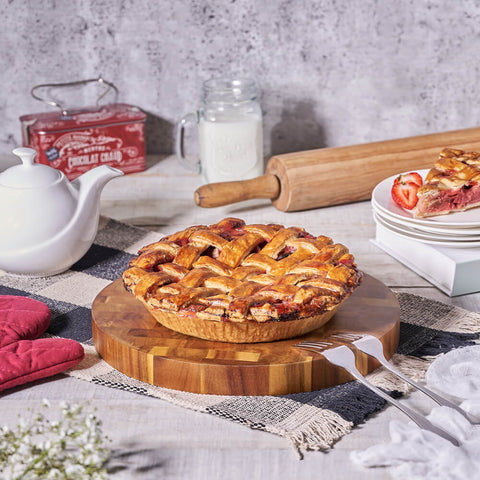 Strawberry Rhubarb Pie, strawberry pie gift, strawberry pie, pie gift, pie, gourmet gift, gourmet, dessert gift, dessert