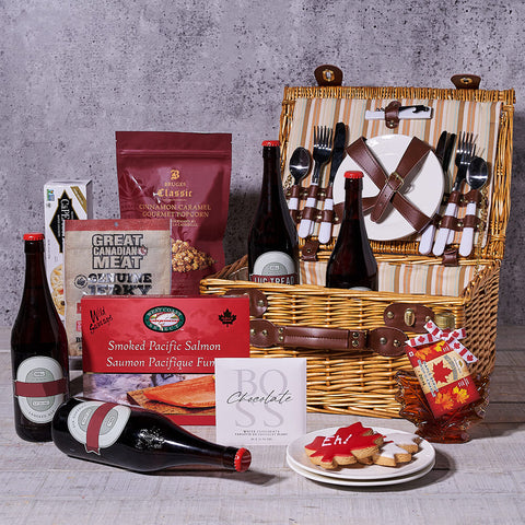 Taste Canada Picnic Basket, canada day gift, canada day, gourmet gift, gourmet, beer gift, beer