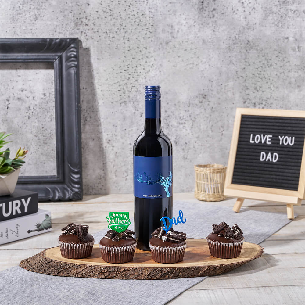 Cake and wine themed Father's Day gift basket, Same day Canada delivery, fathers day gift, fathers day, cake gift, cake
