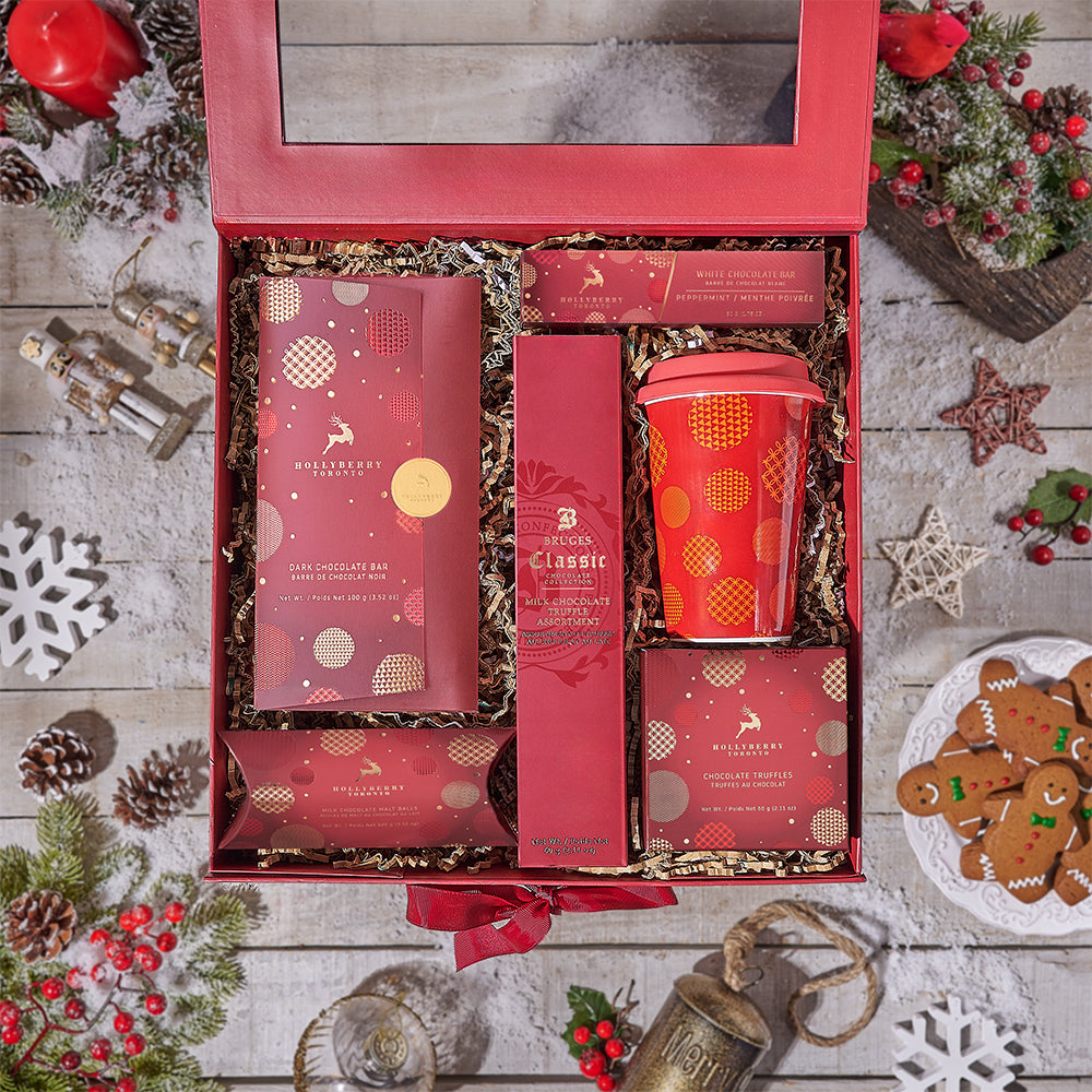 The Christmas Cheer Gift Basket, chocolate gift, chocolate, christmas gift, christmas, Canada delivery
