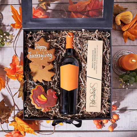 The Fall Leaf Thanksgiving Gift Box, wine gift, wine, gourmet gift, gourmet, thanksgiving gift, thanksgiving
